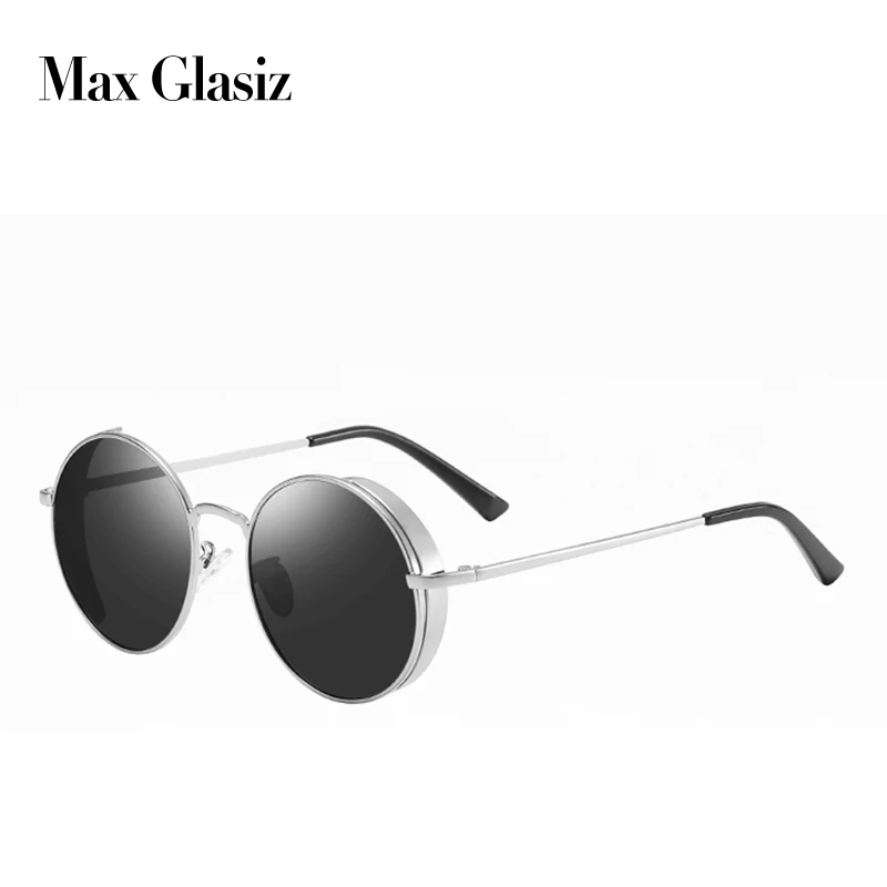 Max Glasiz Простые Модные круглые очки с полароидным стеклом металлическая круглая оправа линзы женские поляризованные солнцезащитные очки стильные вождения gafas - Цвет линз: silver w gray