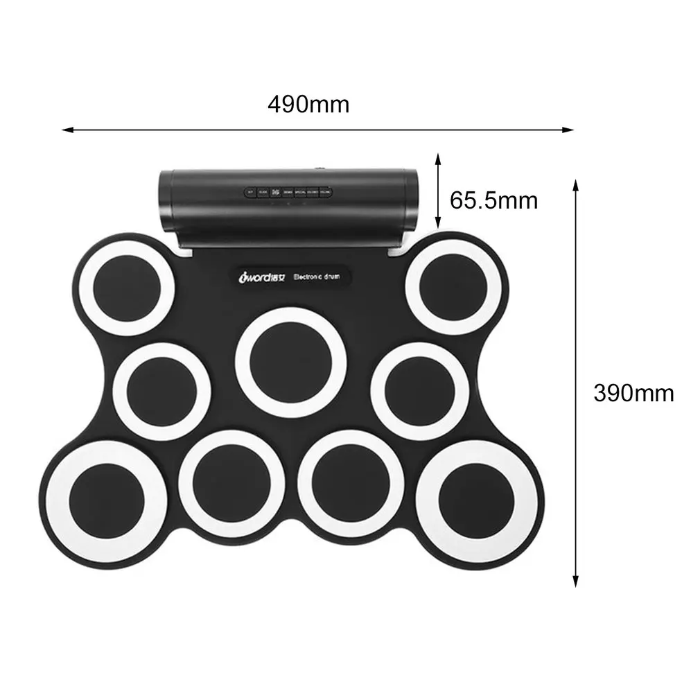 Портативный рулон набор электронных барабанов наборы 3009 9 подушечек Встроенные колонки с педалями для ног барабанные палочки USB кабель для практики