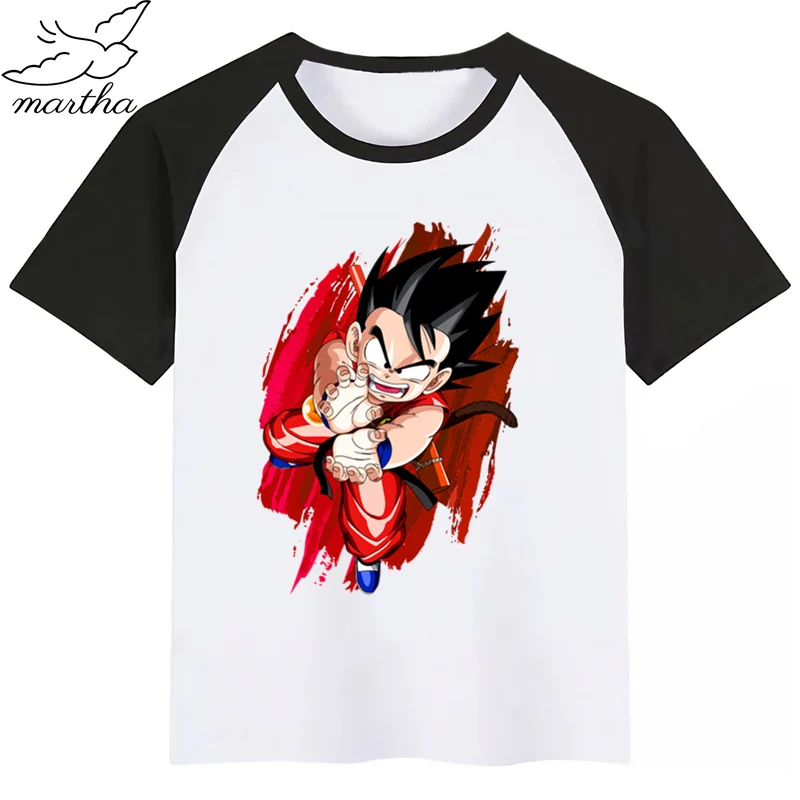 Новая детская футболка с рисунком дракона из мультфильма Z Goku, Детская футболка с японским аниме забавная одежда для малышей Детская летняя футболка - Цвет: BlackF