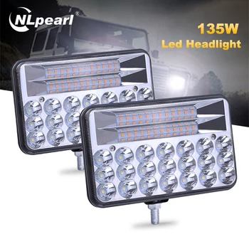 

Nlpearl 6inch 135W Led Light Bar/Work Light H4 LED Plug Headlight Hi/lo Beam for Chevy/Jeep Offroad Tractor Truck 4x4 SUV ATV