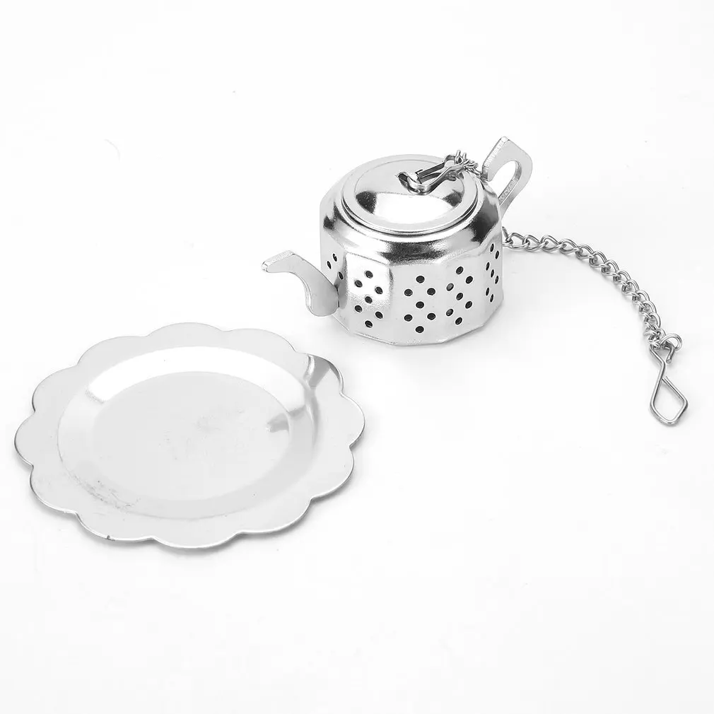 Practical Cute Durable 304 Stainless Steel Teapot Tea Infuser Spice Drink Strainer Herbal Filter+Tray | Дом и сад