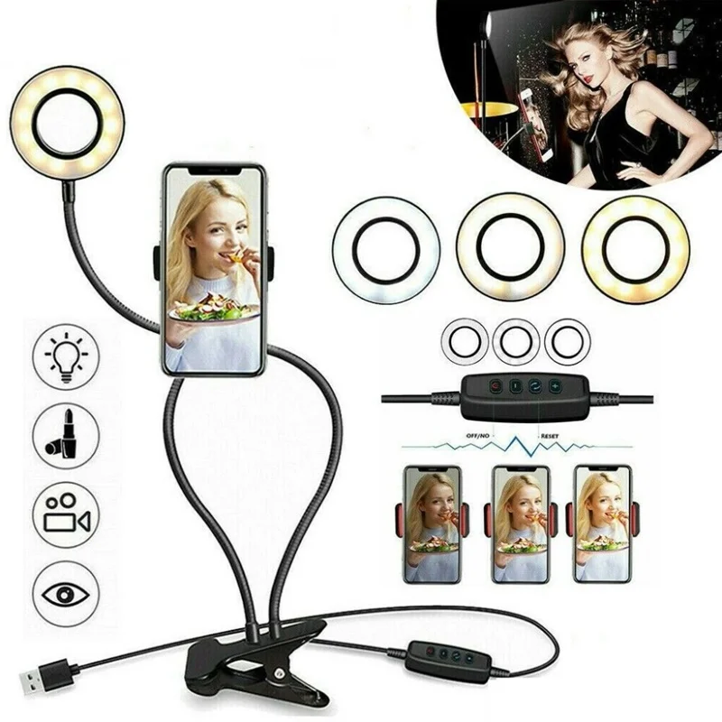 

Universal Selfie Led Ring Fill Light Photography Dimmable Lamp With Desk Phone Stand For Makeup Video Live Aro De Movil Luz Para