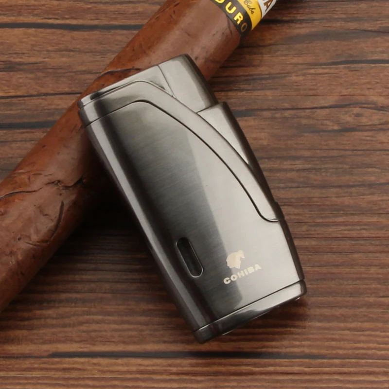 Cohiba Metal Cigar Lighters Windproof Luxury 2 Jet Torch Cigarette Lighter Flame Pocket Gas