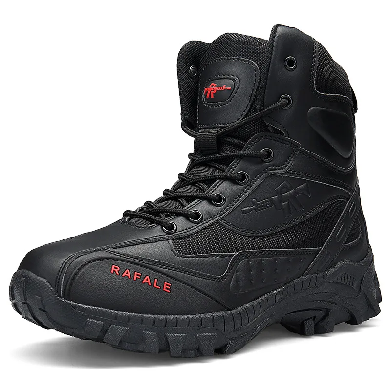 Уличная спортивная обувь; зимние тактические ботинки; мужские ботинки-дезерты; высокие Нескользящие мужские военные ботинки; Botas Tacticas Hombre - Цвет: Black