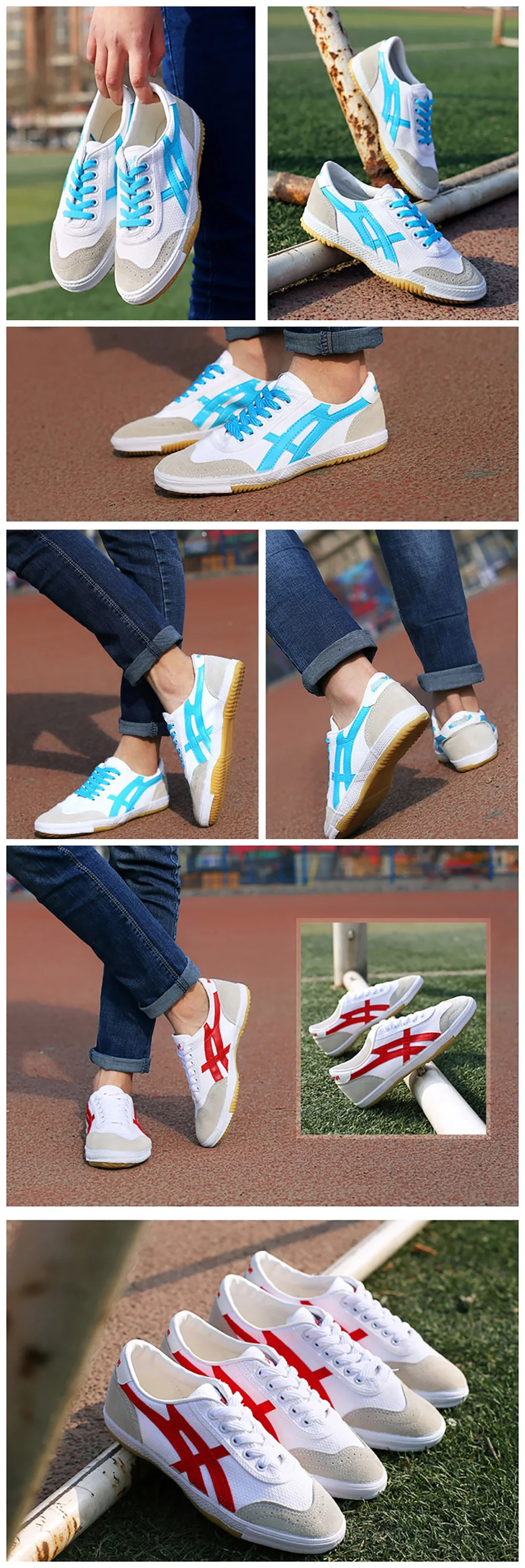 Description Picture 3 of itemUSHINE EU34-44 Quality Red Blue Canvas Classic Retro Table Tennis Shoes Fitness KungFu TaiChi Shoes For Man Women