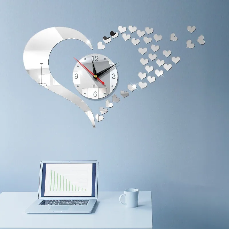 

3D Large Silent Digital Wall Clock Modern Design Fashion DIY Self-adjusting Clock Mechanism Metal Acrylic Mirror Wall Stickers