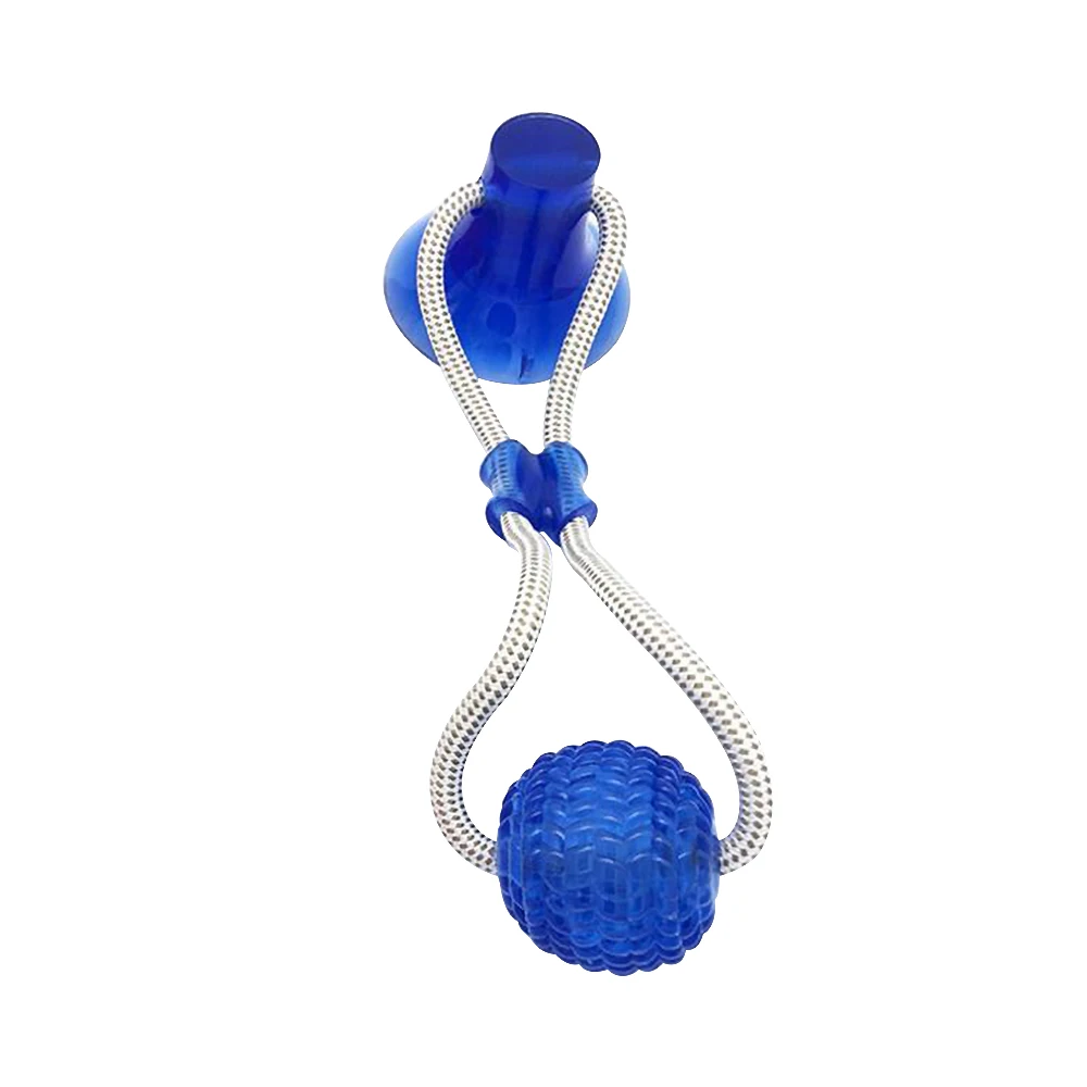 Игрушка для собак Ropeball с присоской для домашнего животного, игрушки с шариками TPR, для чистки зубов, красный, синий, зеленый 0 - Цвет: Blue A