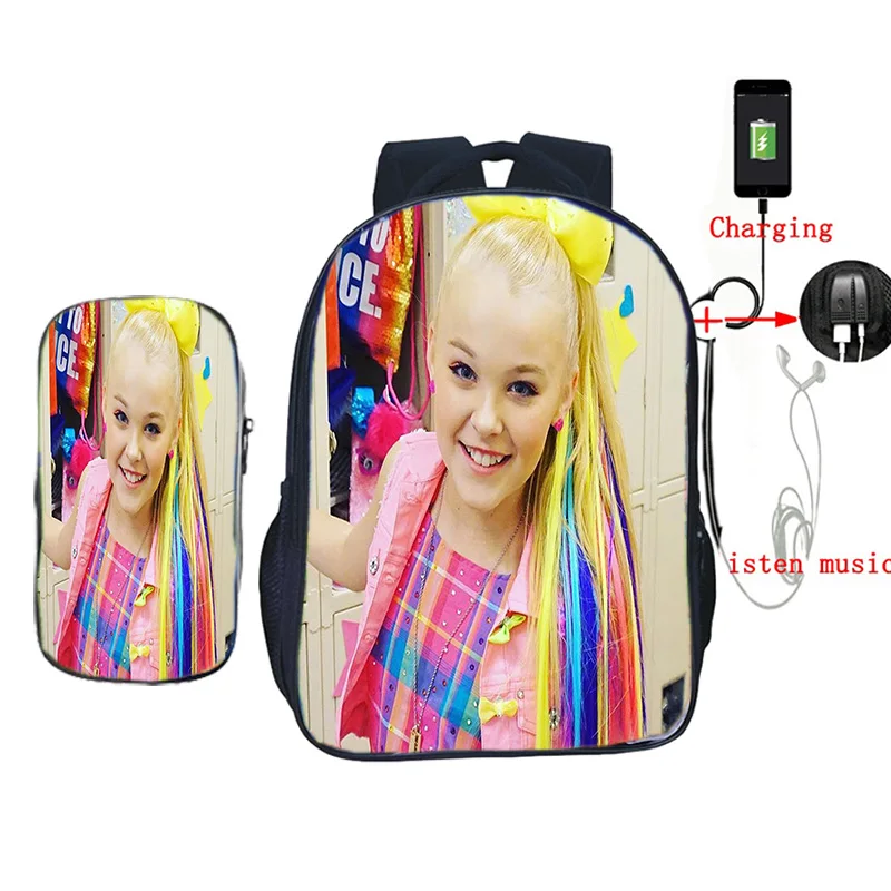 2 шт./компл. Jojo Siwa рюкзак usb зарядка школьные сумки для подростков девочек мальчиков ноутбук рюкзак для женщин мужчин повседневные дорожные сумки