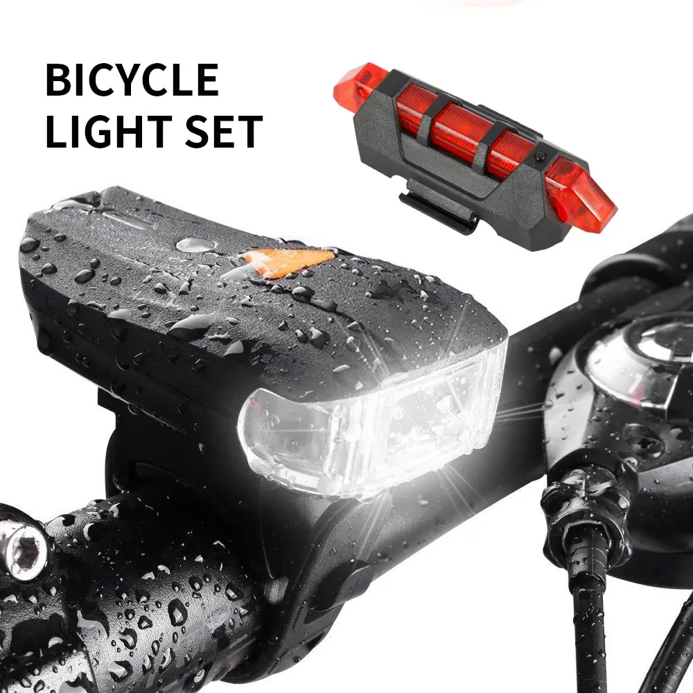 

LED Bicycle Light Set USB Rechargeable Bike Headlight Lamp Outdoor Waterproof Cycling Lamp with Taillight Bike Accessories