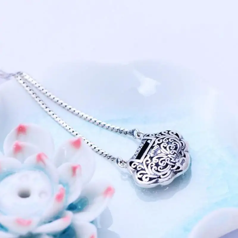 Настоящее чистое 925 медальон из чистого серебра ожерелье для женщин с вырезами