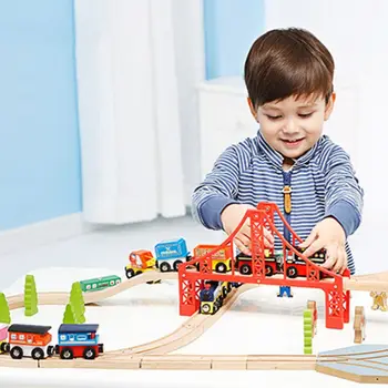 

12pcs/set Wooden Magnetic Train Track Toy Locomotive Carriage Model Kids Gift 090B