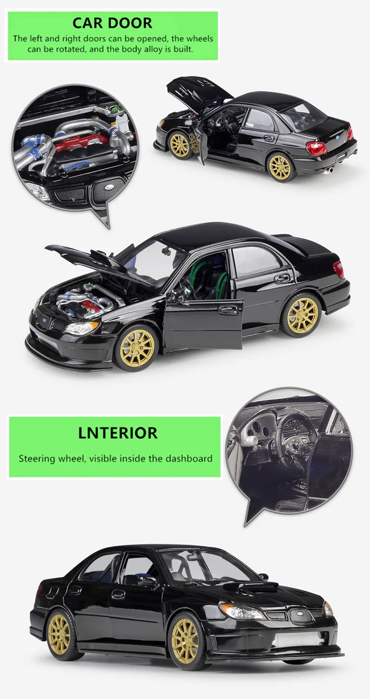 WELLY 1:24 SUBARU IMPREZA WRX STI sports car simulation alloy car model crafts decoration collection toy tools gift