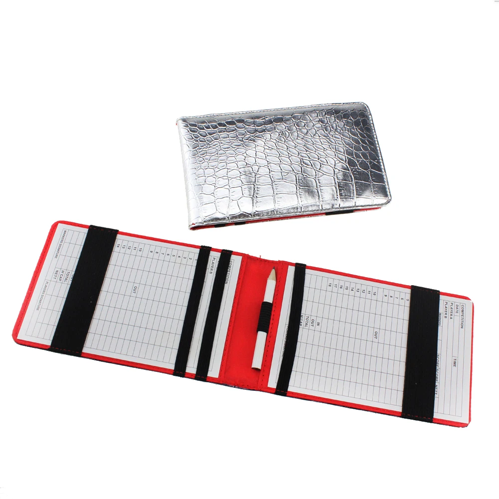 Scorecard PU Leather Portable Durable Embossed Professional Statistics Universal Golf Fashion Training With Pencil Solid