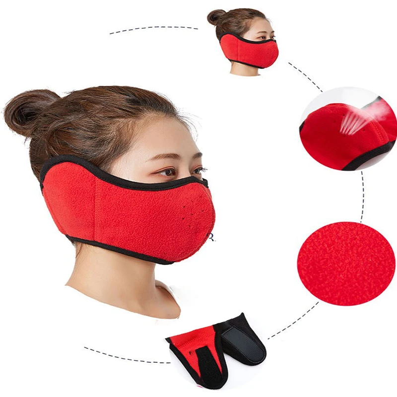 Fashion Winter Half Face Mask Thermal Fleece Ear Mouth Cover Neck Warmer Windproof Cycling Snowboard Ski Hiking Sport Scarf