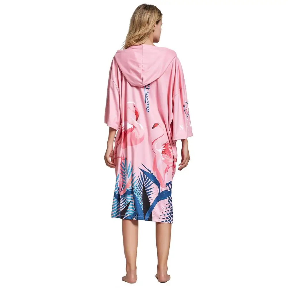 SBART женский солнцезащитный пляжный плавательный плащ накидка банный халат с капюшоном купальное полотенце накидка Ванна быстросохнущее купальное платье Синий