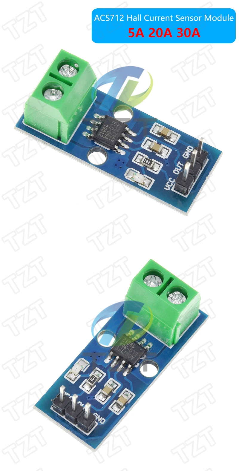 TZT Hall-Stromsensoren-Modul ACS712-Modul 5A 20A 30A Hall-Stromsensoren-Modul 5A/20A/30A ACS712 – Detail 3