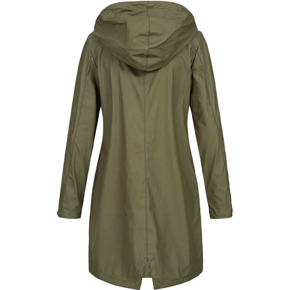 Зимняя женская куртка модная Осенняя однотонная дождевик для улицы плюс Водонепроницаемый плащ с капюшоном ветронепроницаемые пальто куртки Famale 816