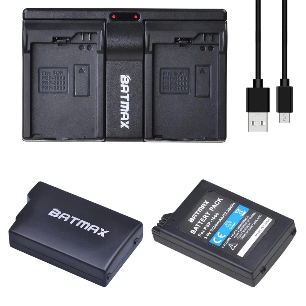2Pc 3.6V 3600Mah Battery + Usb Caricatore Doppio Per Sony Psp 1000 Console Di Psp-110