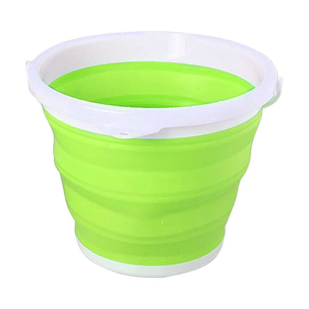 green-5L Автомобильный контейнер для улицы, портативное ведро для хранения дома, для кемпинга, прочный крючок, дизайн, для рыбалки, складной, для воды, для пеших прогулок, многофункциональный - Цвет: green-5L