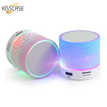 Kisscase mini alto-falante de som estéreo sem fio portátil bluetooth rachadura led usb rádio fm mp3 para o telefone móvel do computador(China)