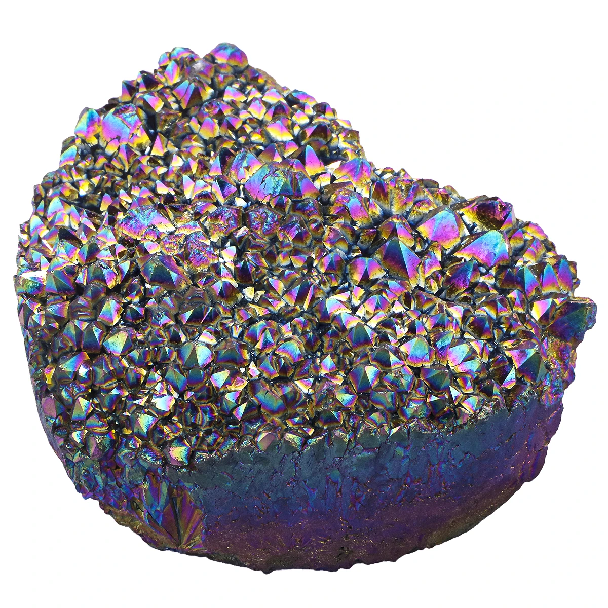 TUMBEELLUWA Rainbow Titanium Coated Natural Crystal Quartz Cluster Geode Heart Shape Stone Figurine for Reiki Healing Home Decor