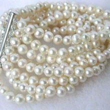 DYY 914+++ 8 рядов 6-7 мм белый пресноводный жемчужный браслет 7,5 дюймов