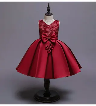 

New foreign style children's dress beaded bow princess dress girl dress fluffy show costume banquet dress