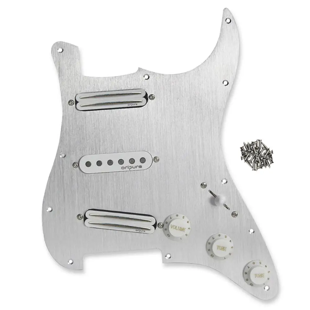 OriPure серебристая металлическая поджатая предпроводная Гитара Pickguard Alnico 5 набор