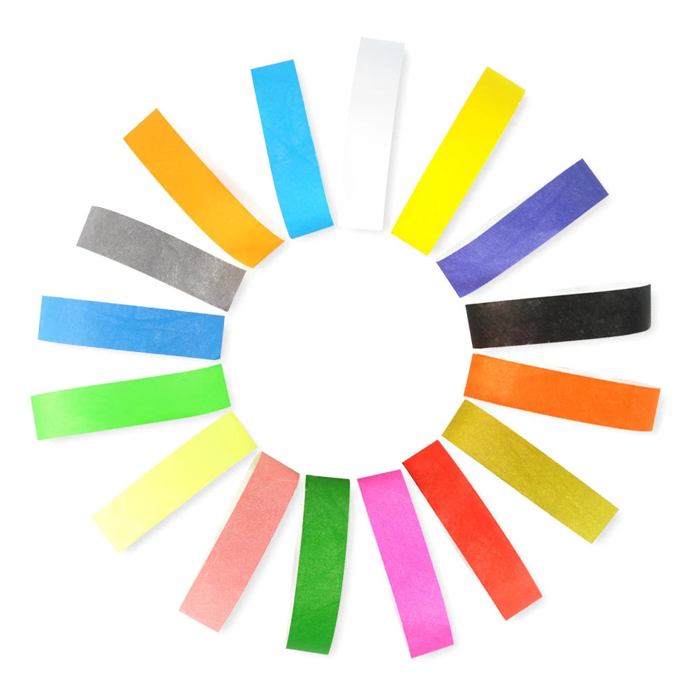 100 Pieces Solid NEW Color 3/4 inch Tyvek Wristbands with Series Numbers, Tyvek Paper ID Wristbands for Party Events