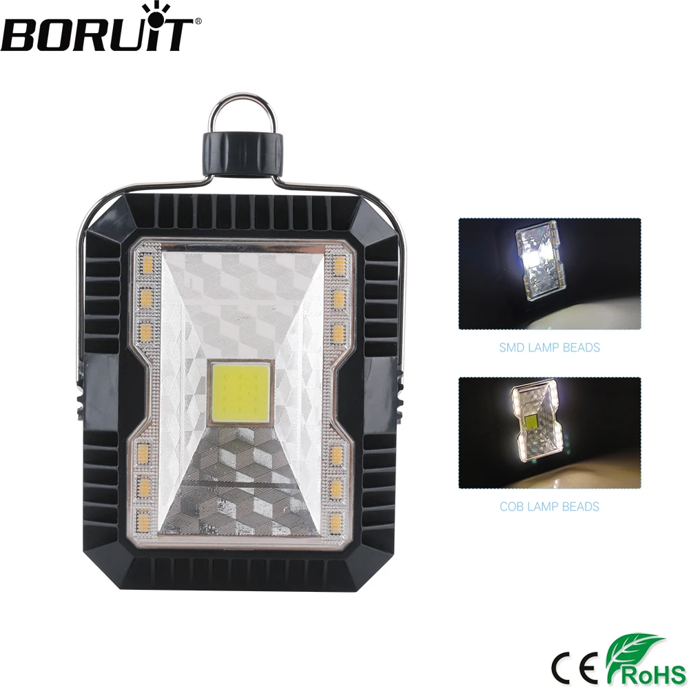 

BORUiT Solar LED Portable Lantern USB Charging Camping Light Multi-function Outdoor Waterproof Portable Hanging Tent Light