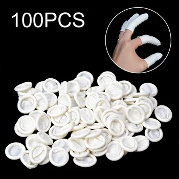 

100 Pcs Bag Natural Rubber Disposable Latex Finger Cots Sets Fingertips Protector Gloves Stretchable Protective Type