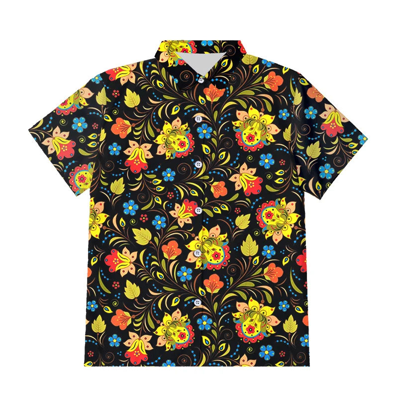 

IFPD EU Size Summer Casual 3d Print Button Shirt Flower Pattern Plant Hip Hop Fashion Short Sleeve Shirts Harajuku Tops DropShip