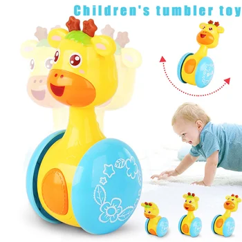 

1 Pcs Giraffe Baby Rattles Tumbler Doll Roly-poly Bell Kid Learning Rattle Toys M09