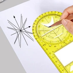 Clear Rotatable Drawing Template Ruler Mathematics Stereo Geometric Ellipse Circle Art Design Drafting Measuring Multi Tools