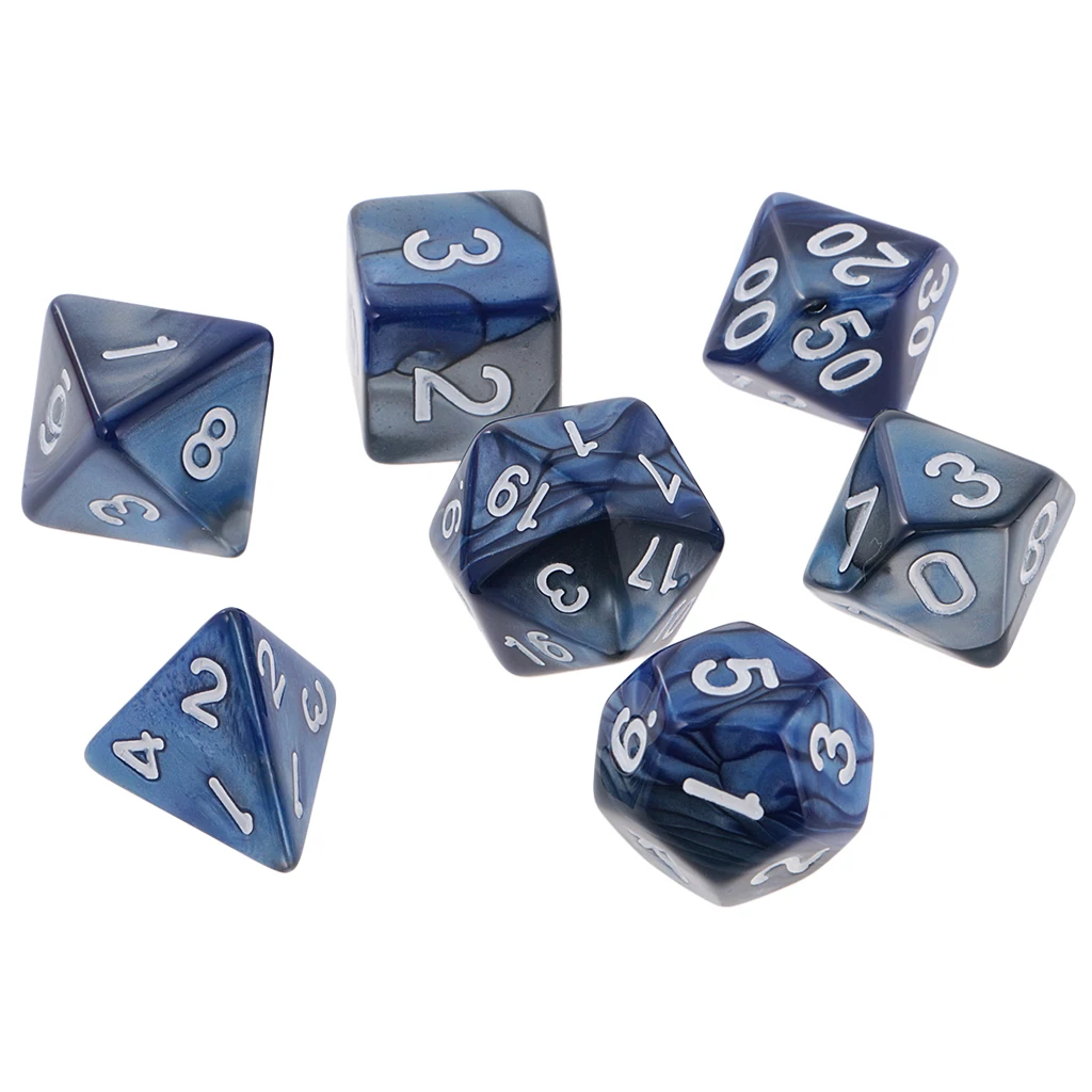 7pcs Two Colors Polyhedral Dice 16mm D20 D12 D10 D8 D6 D4 Dices for Dungeons and Dragons Table Games