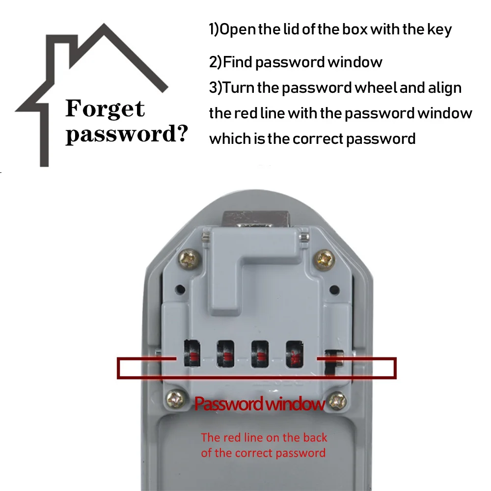 Key Safe Box Wall Mount Lock Box Weatherproof Combination Password Lock Hidden Keys Box Security Safes for Home Office
