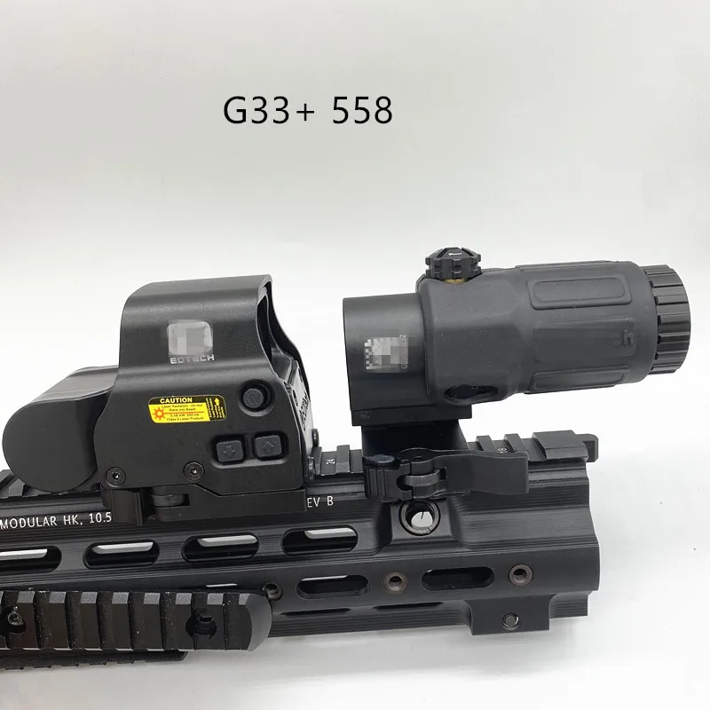 New G33 3X Magnifier 558 RED DOT SET Airsoft with Switch to Side Quick Detachable QD Mount Hunting Sight