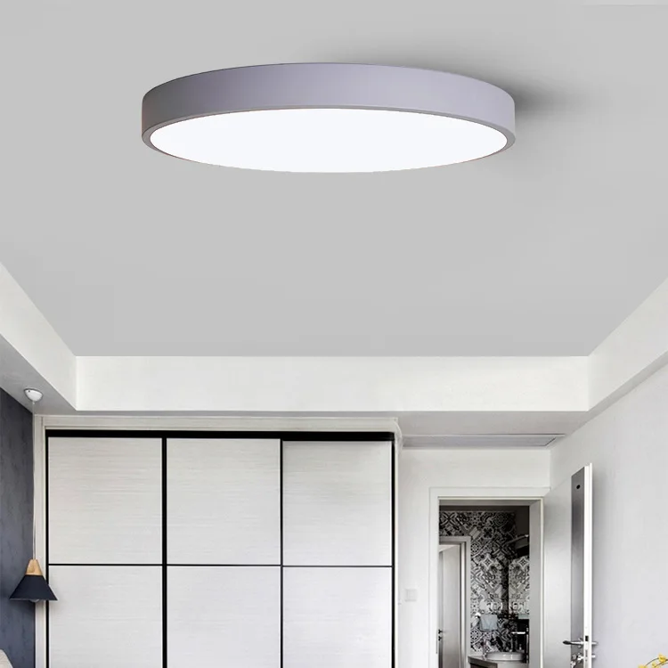 

Northern European-Style Bedroom Circle LED Ceiling Lamp Color Macarons Ultra-Thin Cool Smart Living Room Lights