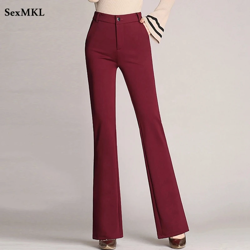 

Fashion Women Pants Oversized Trousers 2022 Elegant Stretch High Waist Fare Pants Black Navy Red Slim Office Women Casual Pants