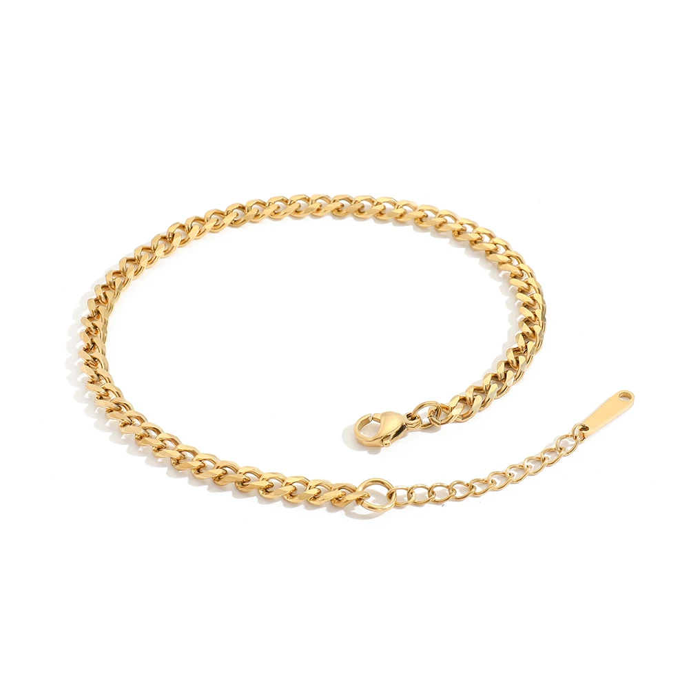 Ankle Chains Silver Anklet Bracelet 316L Stainless Steel Cuban Chain Anklets For Women/Men