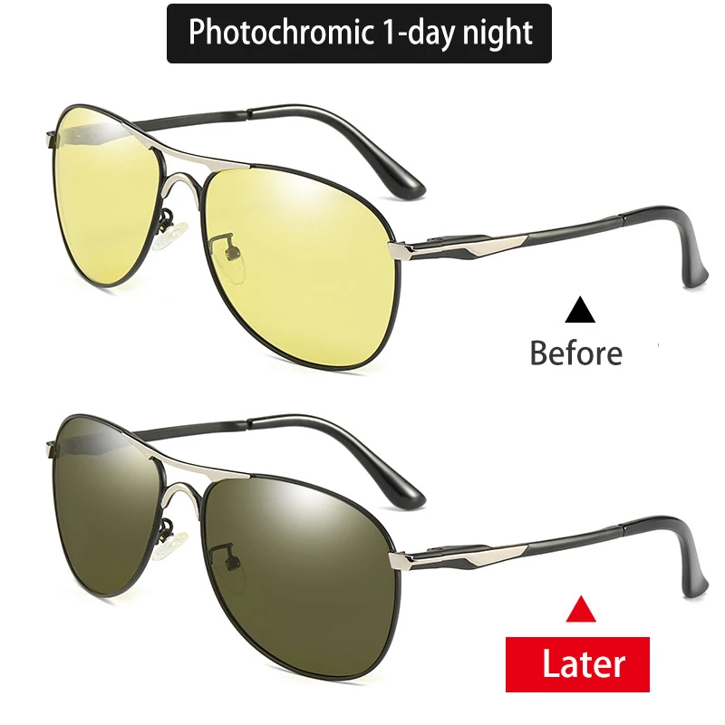 Photochromic 1 Авиационные очки для вождения, желтые антибликовые очки ночного видения для вождения автомобиля, рыбалки, UV400, мужские солнцезащитные очки polaroid - Цвет линз: Photochromic 1