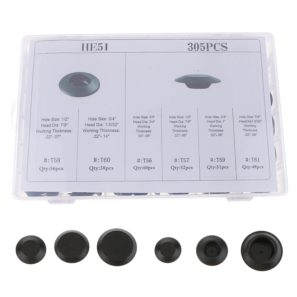 RTR_SJHTRA 50 Pieces of Flexible Plastic Snap-in Flush Hole Plugs Good for Sheet-Metal for 1/4 Hole 