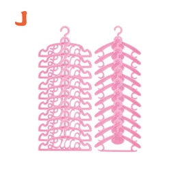 Set of 20 Colorful Mini Plastic Doll Hangers - Stylish Dress Accessories (NO.J)