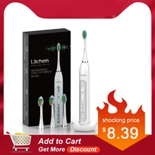 T8 электрическая ультразвуковая зубная щетка с 4 насадками-щетками и таймером 3 режима 3 уровня вибрации для ухода за полостью рта с сумкой для путешествий