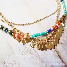 Пляжный богемский женский браслет на ногу многослойный цветной браслет с драгоценными камнями из бисера Европейский и американский украшения для ног Японский Корейский тренд