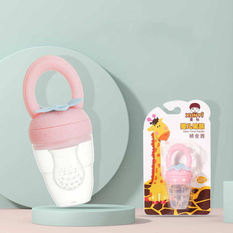 

Baby Bite Bag Silicone Teether Baby Fruit and Vegetable Pouch Rubber Pacifier Full Silicone Strawberry Shape Nipple Feeding