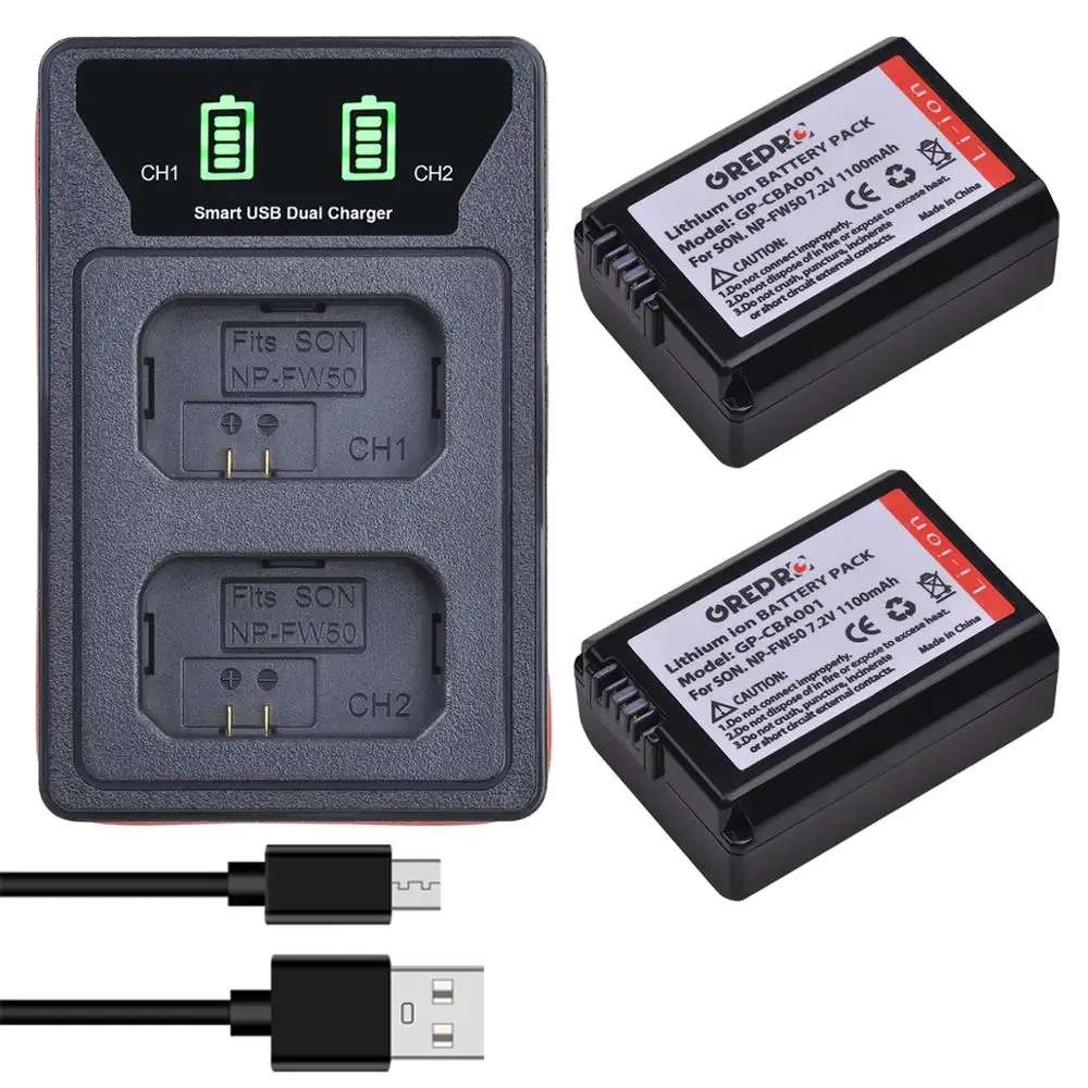 NP FW50 NPFW50 батарея + светодиодным дисплеем и двойным портом USB зарядное устройство