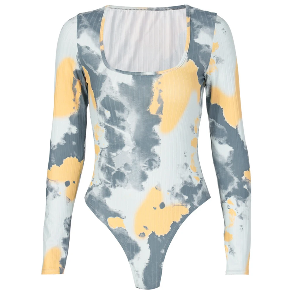 Летний и осенний Модный женский комбинезон смешанных цветов с U-образным вырезом