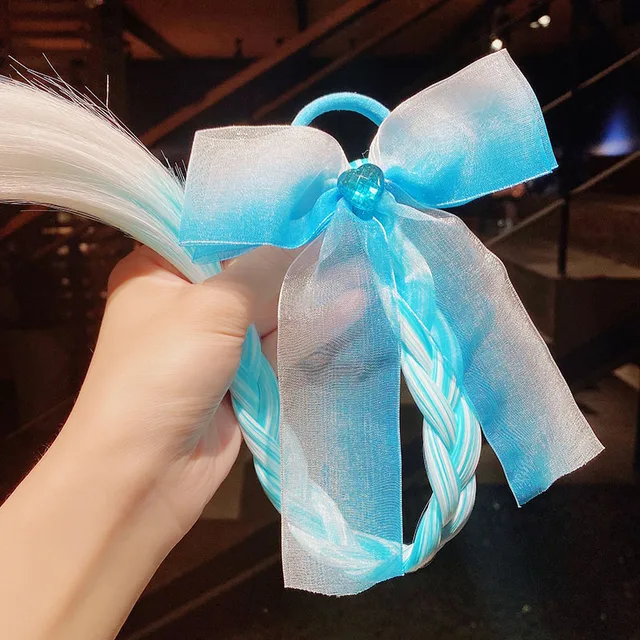 2021 New Girls Cute Cartoon Bow Butterfly Colorful Braid Headband Kids Ponytail Holder Rubber Bands Fashion Hair Accessories 21