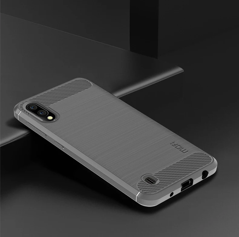 Mofi Phone Case For Samsung Galaxy M10 Carbon Fiber Soft TPU Silicone Brushed Anti-Skid Back Cover Case For Samsung Galaxy M20